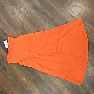 NWT Lafayette 148 New York sleeveless Midi Dress Flattering Ruched Side …